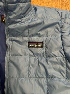 Patagonia Blue Quilted Jacket with Multicolor Logo